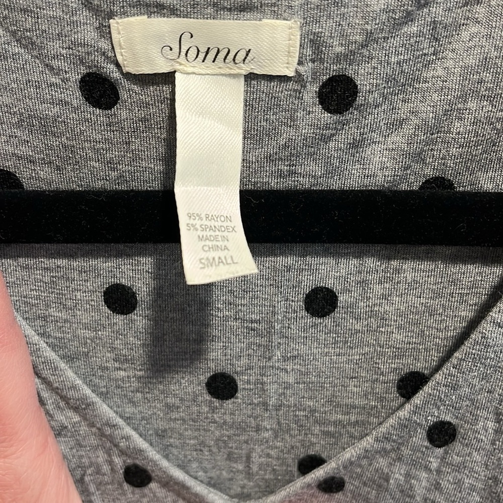 Soma Gray Black Polkadot House Dress Nightgown EUC - Picture 8 of 8